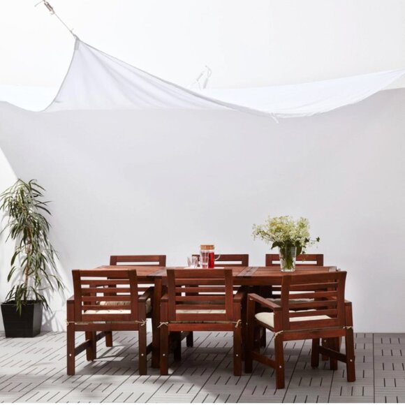 Ikea NWT DYNING White Polyester Large Wedge-Shaped Canopy Sun Shade 11' x 13' - Picture 1 of 8